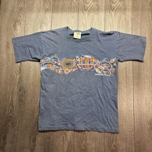 Vintage Australia 1990s Churingo Shirt Art Blue Medium Dreamtime Turtles